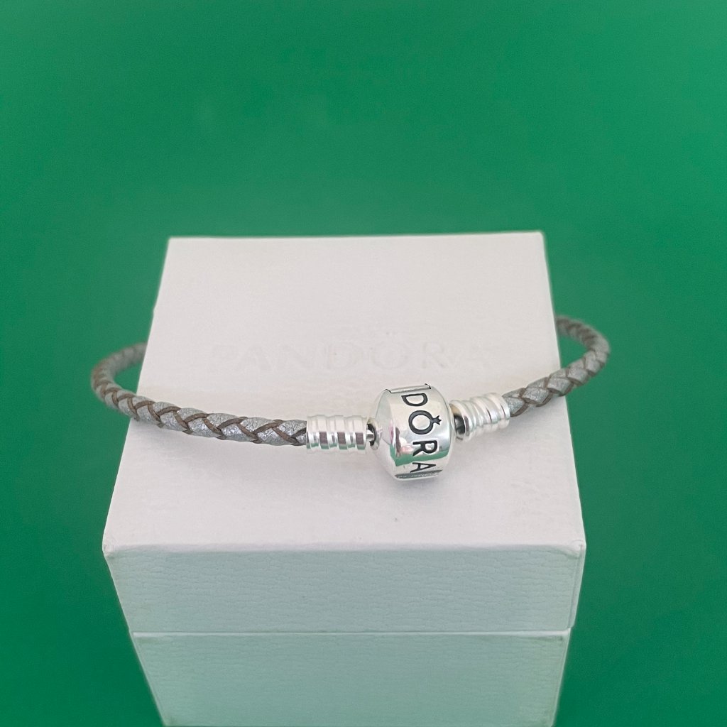 Pandora Moments Snake Chain Leather Bracelet 7.1 Inch